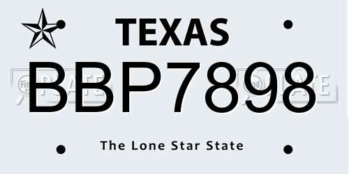 BBP7898 Texas License Plate