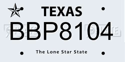 BBP8104 Texas License Plate