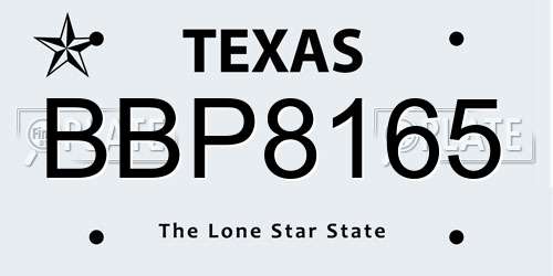 BBP8165 Texas License Plate