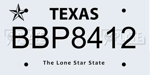 BBP8412 Texas License Plate
