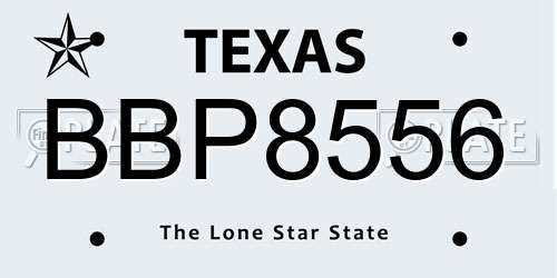 BBP8556 Texas License Plate