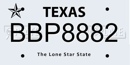 BBP8882 Texas License Plate