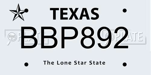 BBP892 Texas License Plate