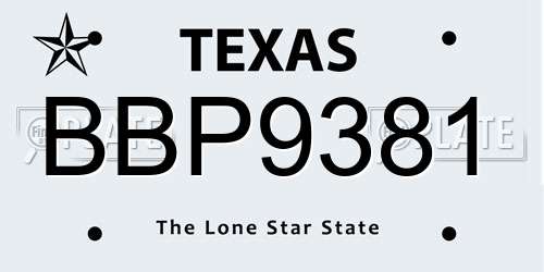 BBP9381 Texas License Plate
