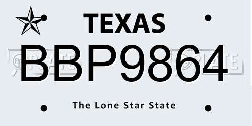 BBP9864 Texas License Plate