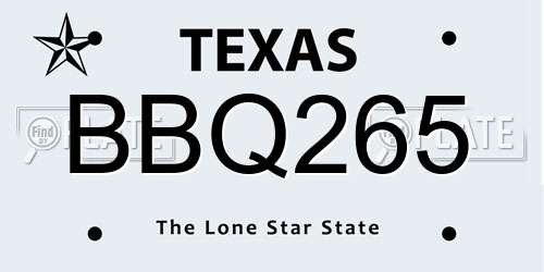 BBQ265 Texas License Plate
