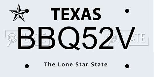 BBQ52V Texas License Plate