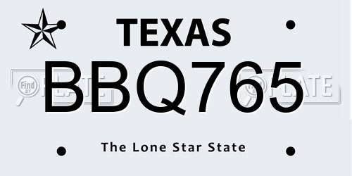 BBQ765 Texas License Plate