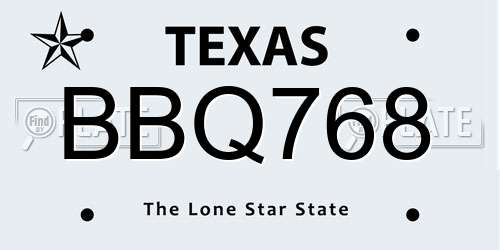 BBQ768 Texas License Plate