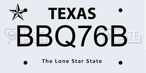 BBQ76B Texas License Plate