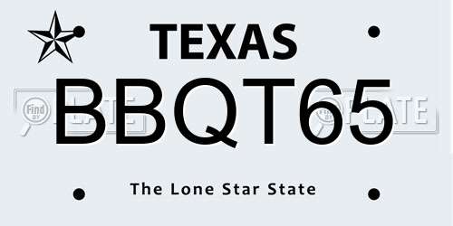 BBQT65 Texas License Plate