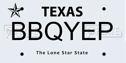 BBQYEP Texas License Plate