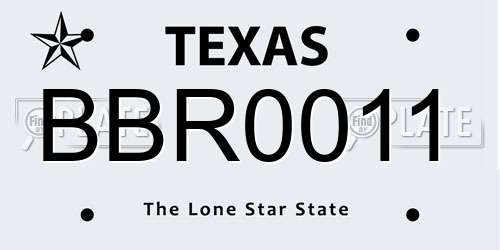 BBR0011 Texas License Plate