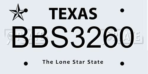 BBS3260 Texas License Plate