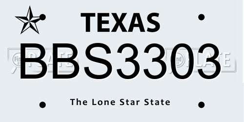 BBS3303 Texas License Plate