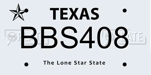 BBS408 Texas License Plate