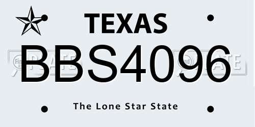 BBS4096 Texas License Plate