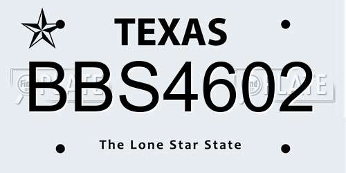 BBS4602 Texas License Plate