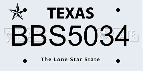 BBS5034 Texas License Plate