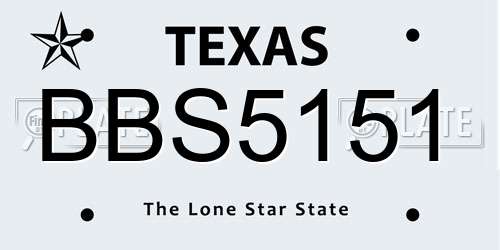 BBS5151 Texas License Plate