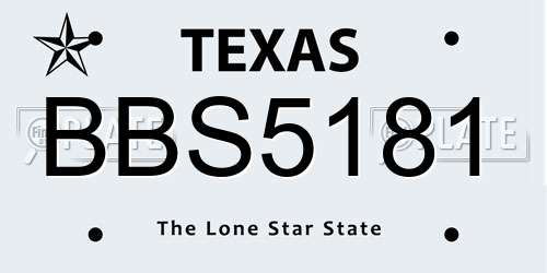 BBS5181 Texas License Plate