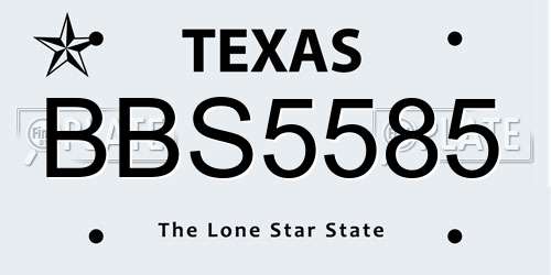 BBS5585 Texas License Plate