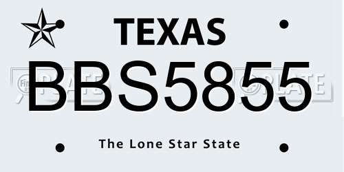 BBS5855 Texas License Plate