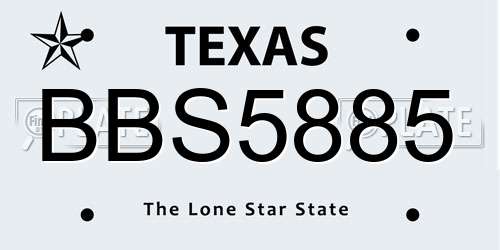 BBS5885 Texas License Plate