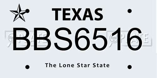 BBS6516 Texas License Plate