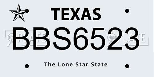 BBS6523 Texas License Plate