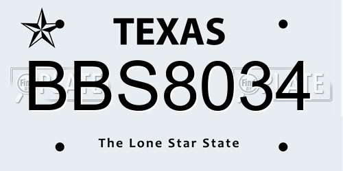 BBS8034 Texas License Plate