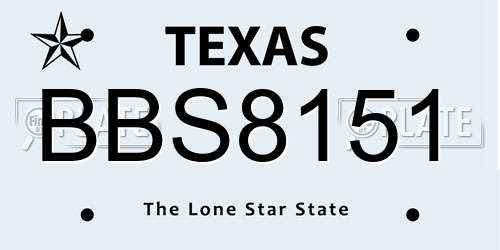 BBS8151 Texas License Plate