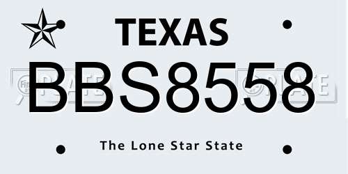 BBS8558 Texas License Plate