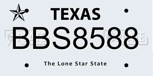 BBS8588 Texas License Plate