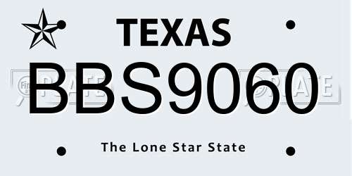 BBS9060 Texas License Plate