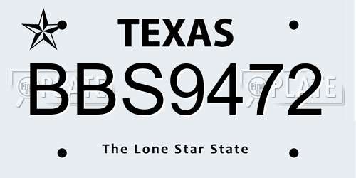 BBS9472 Texas License Plate