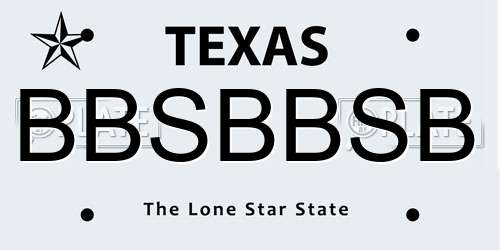 BBSBBSB Texas License Plate