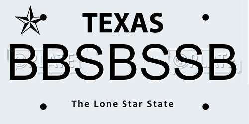 BBSBSSB Texas License Plate