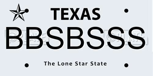 BBSBSSS Texas License Plate