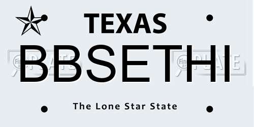 BBSETHI Texas License Plate