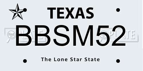 BBSM52 Texas License Plate