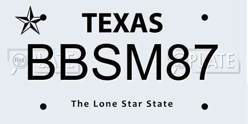 BBSM87 Texas License Plate