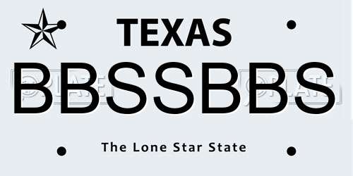 BBSSBBS Texas License Plate