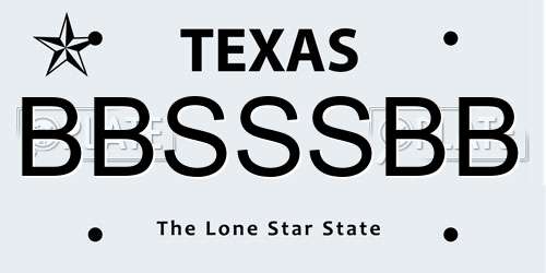BBSSSBB Texas License Plate