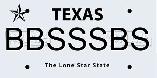 BBSSSBS Texas License Plate
