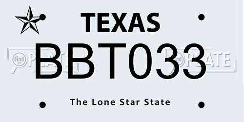 BBT033 Texas License Plate