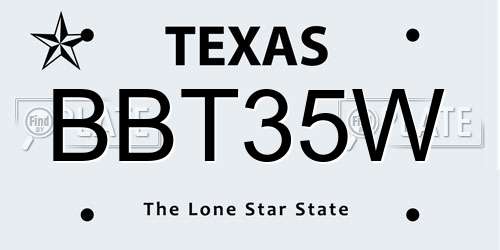 BBT35W Texas License Plate