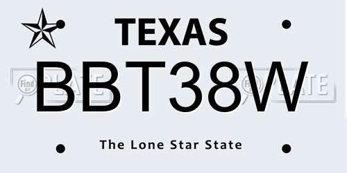 BBT38W Texas License Plate