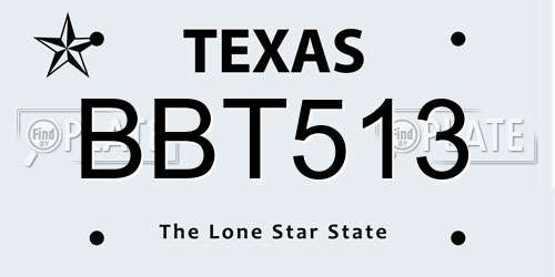 BBT513 Texas License Plate