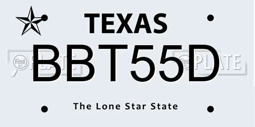 BBT55D Texas License Plate